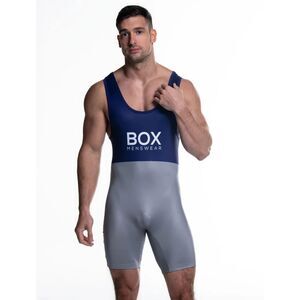 BOX Menswear ‘Tyler’ Singlet in Adult S/M or L/XL - Indigo/Silver, NWT